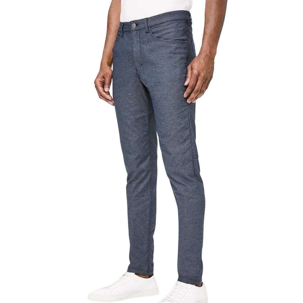 Lululemon ABC Pant Slim Tech Canvas Heathered Deep Navy Men's Size 31 x 32 EUC